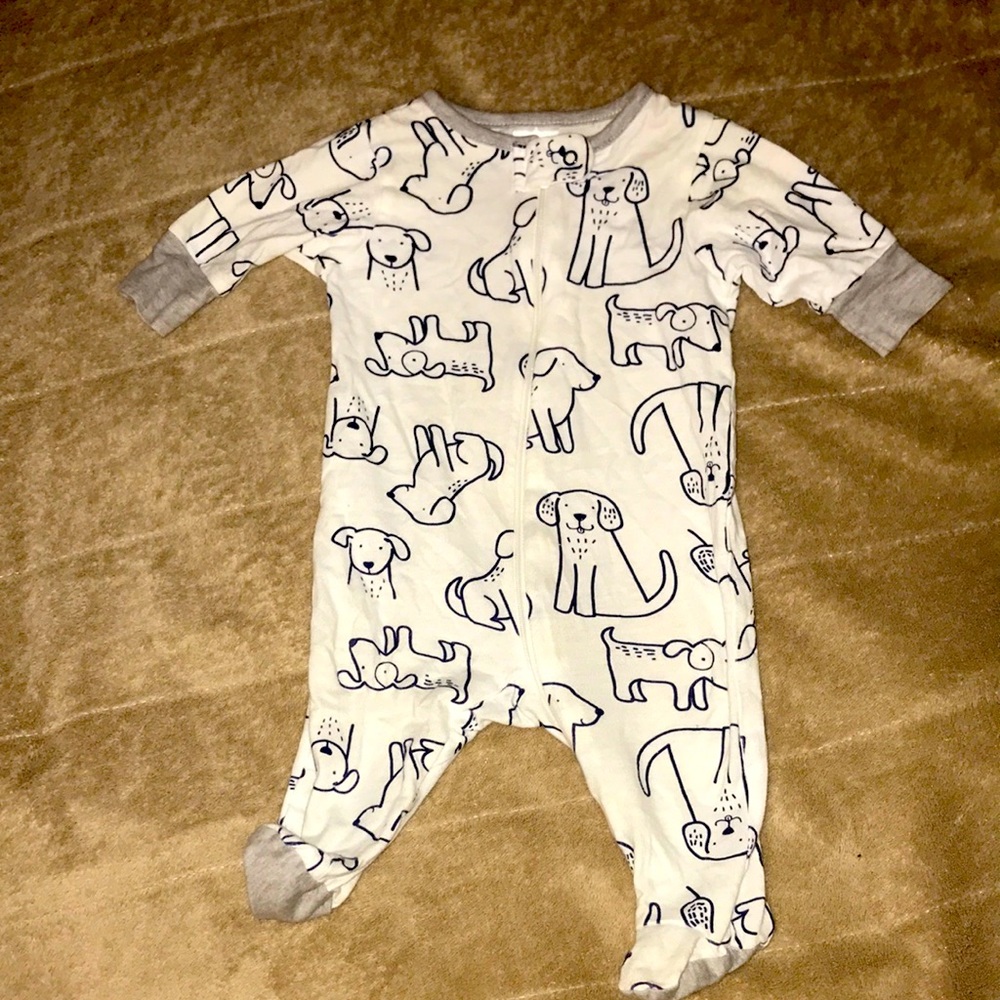 Blue, grey and white Newborn onesie.